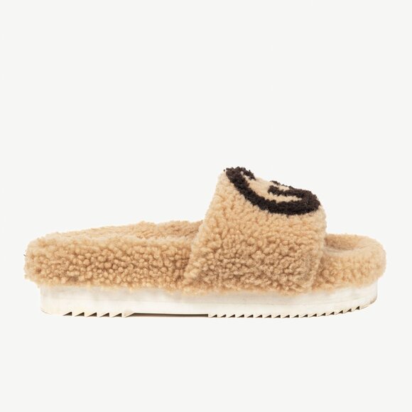 Gucci Beige Merino-Wool Faux-Shearling Interlocking-GG Slide Sandals - Picture 2 of 11
